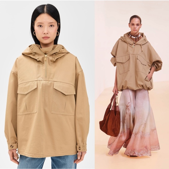 Zimmermann Illuminate Cargo Anorak Twill Jacket Beige Sand Large NWT - Picture 1 of 16